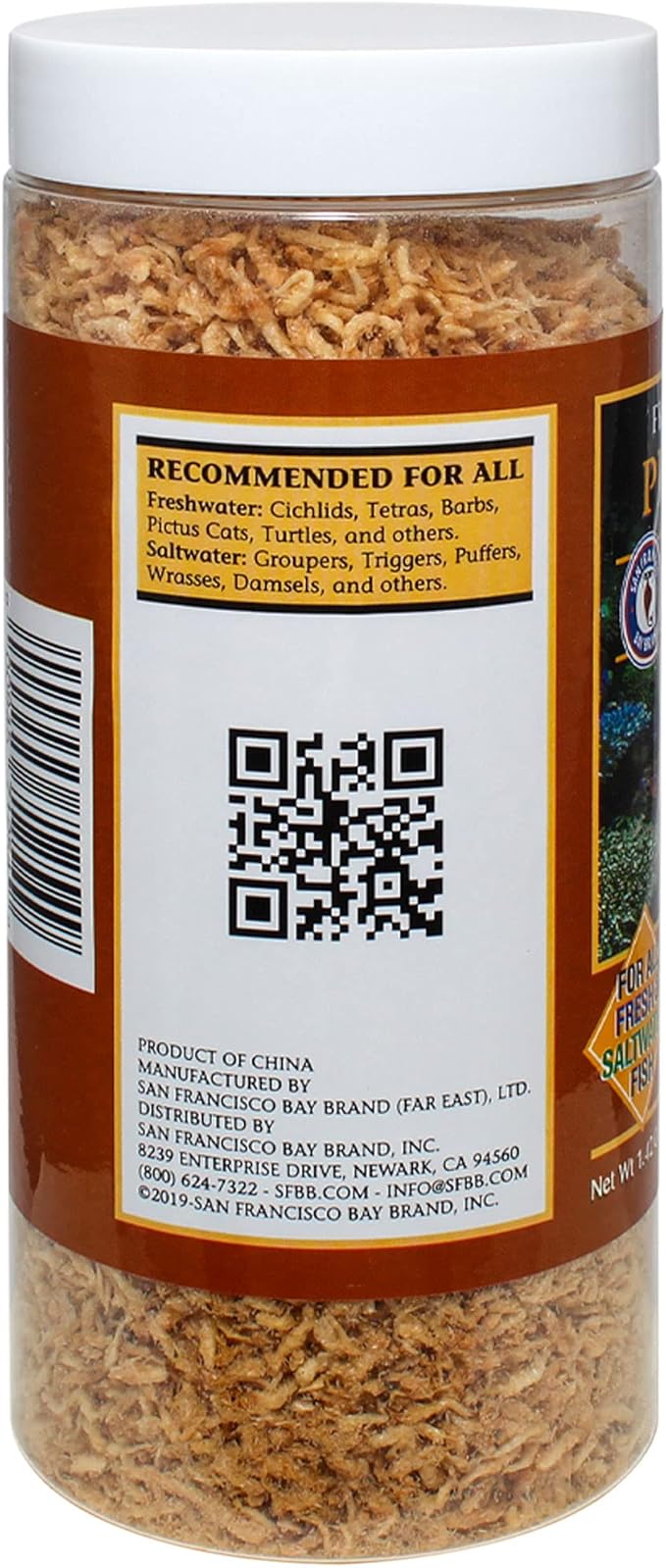 San Francisco Bay Brand Freeze-Dried Plankton Fish Food - Natural Color Enhancer for All Freshwater and Saltwater Fish, Cichlids, Tetras, Catfish - 67% High Protein Tropical Fish Food - 1.42 oz (40g)