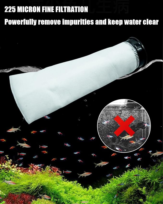 6 Pack 2.75 Inch 225 Micron Filter Sock Fit for Waterbox Helloreef 15 Gallon Eshopps Fiji Cube Aquarium, Compatible Filter Socks Saltwater Aquarium Filter Sock with Black Rim