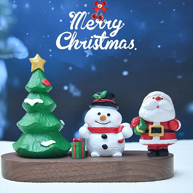 4 Pcs Christmas Aquarium Decoration - Cute Resin Ornament Fish Tank Decoration, Santa Christmas Tree Snowman Statue Supplies for Reptile House Cave Aquarium Xmas Decor