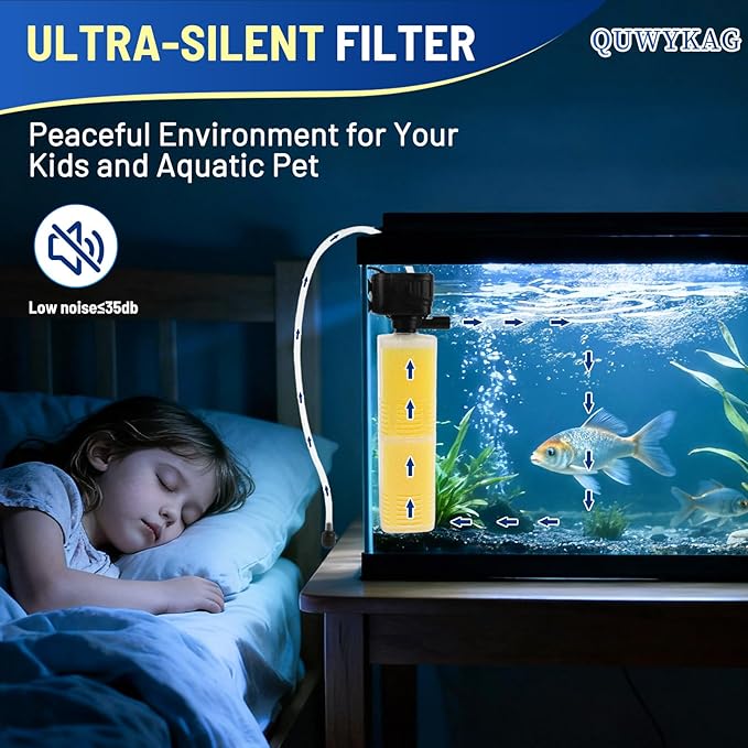 Fish Tank Pump And Filtration System 40-150 Gallon water Tank Fish Tank Filter With Wave Generator Oxygenation Circulation, 320 Gph 4-In-1 Water Tank Power Filter, Multi Stage Filtration 110 V 60 Hz