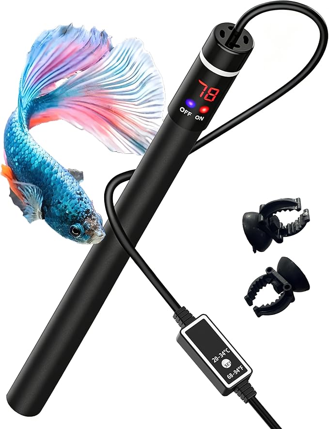 100W Titanium Aquarium Heater with LED Digital Display & External Controller – Submersible Fish Tank Heater, Precise ±1.8℉, IP68 Waterproof, for 10–25 Gallon Freshwater & Saltwater Tanks