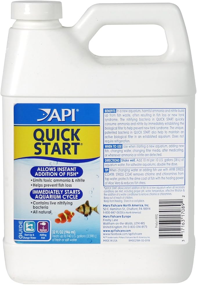 API QUICK START Freshwater and Saltwater Aquarium Nitrifying Bacteria 32-Ounce Bottle