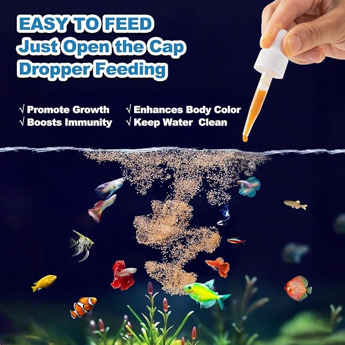 Instant Baby Brine Shrimp Fish Food - No Hatch High Protein Fry Food for Betta Guppy Discus Tropical Fish Saltwater & Freshwater Aquarium(50ml)