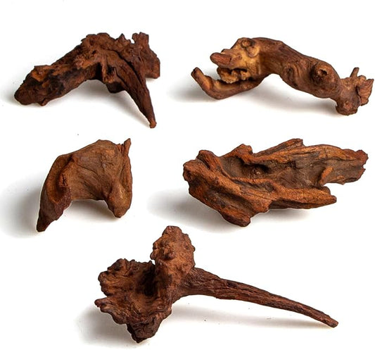 emours Natural Driftwood Small Aquarium Driftwood, 46", Natural Twisted Branches, Low-Tannin, Great for Shrimp/Betta & Nano Aquascapes, Also for Reptile Terrariums (5pcs Pack)
