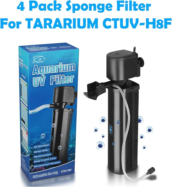 TARARIUM CTUV-H8F JUP-03 Aquarium Filter Replacement Filters Sponge 4 Pack COOSPIDER JUP03 CTUV-H8F