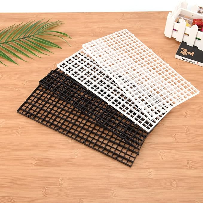 4 Pcs Aquarium Grid Divider Tray Egg Crate Aquarium Fish Tank Filter Bottom Isolation Board Partition Net Pane for Mixed Breeding,Black,White