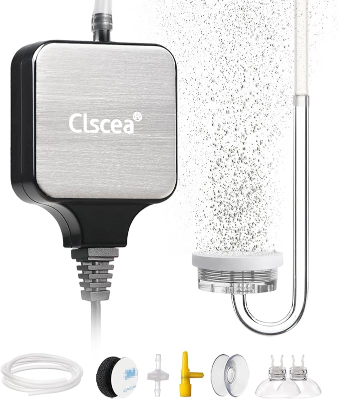 Small Air Pump for Fish Tank Aquarium Aerator for 1-15 G Super Quiet 1.5 Watts, Complete kit
