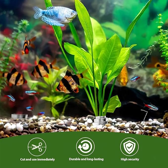 52Pcs Aquarium Plant Weights for Fish Tank - Aquarium Plant Anchors Live Plants Fixed Ring Base, Weighted Blocks to Hold Aquatic Live Plants Underwater
