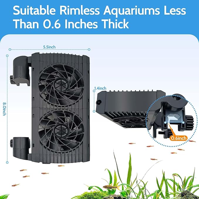 Upgrade Aquarium Fan with Memory Function,Fish Tank Cooling Fan,Aquarium Cooler Water Chiller for Axolotl Betta Fish Accessories with Adjustable Speed and Timer