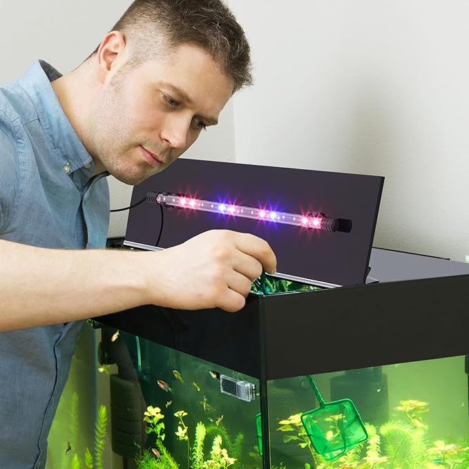 Juexica Aquarium Lids Acrylic Canopy with LED Light 29 x 11.38 x 0.28 Inch for 20/29/37 Gallon Without Center Brace Aquariums Cover Fish Tank Lid with a Hook Knife, Black