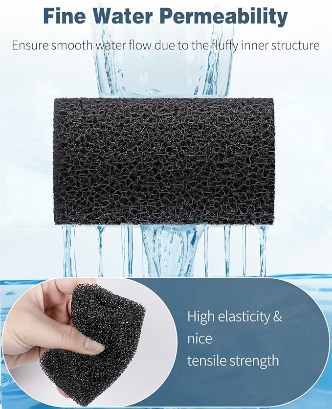 Pawfly 6 Pack Pre-Filter Sponge, Aquarium Filter Sponge 0.4" Intake Sponge Foam Roll for Small Fish Shrimp Fry Fish Tank Covers Accessories