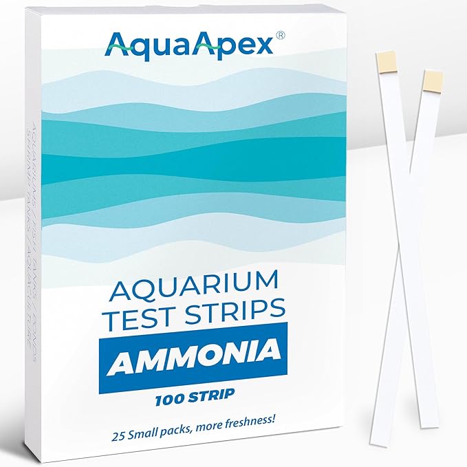 Ammonia Test Kit Aquarium (100 Strips) 0.25ppm High Precision Aquarium Test Kit for Freshwater & Saltwater | Fish Tank Test Strips Dedicated to Ammonia Detection.