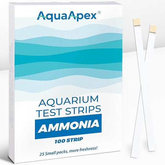 Ammonia Test Kit Aquarium (100 Strips) 0.25ppm High Precision Aquarium Test Kit for Freshwater & Saltwater | Fish Tank Test Strips Dedicated to Ammonia Detection.