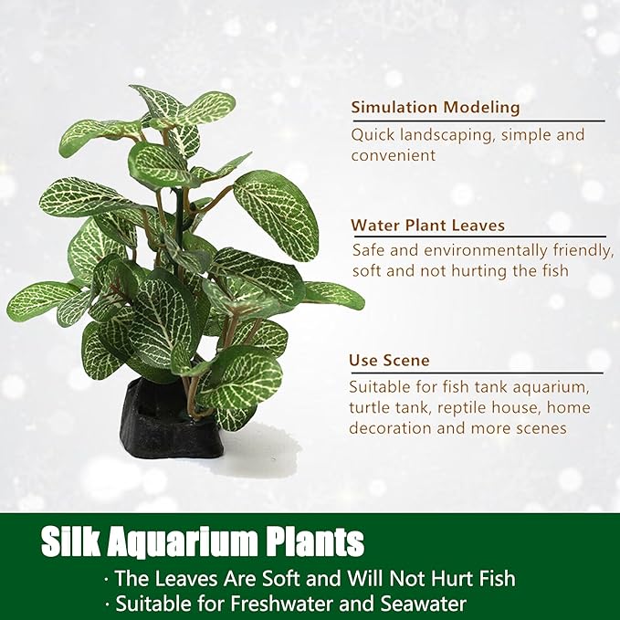 Silk Aquarium Plants, Artificial Fake Aquarium Plants Small Betta Fish Tank Plants Plastic Realistic Decorations Set 2PCS (Style D)