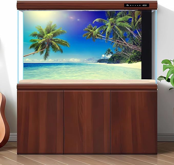 Tropical Paradise Beach Fish Tank Background Ocean Island Seashore Aquarium Background Sandbeach Seascape Terrarium Backgrounds Blue Sky Seacoast Ocean Sea Waves Reptile Tank Backgrounds 72x16in