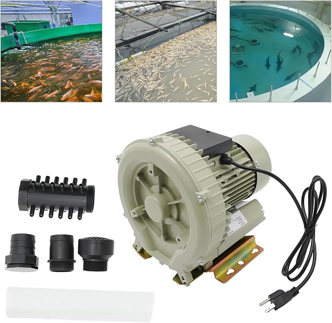 Air Pump Blower, 110V 370W 12KPa High Pressure Industrial Air Pump Blower Oxygen Aerator Aquarium Fish Tank Pond Aquaculture Blower