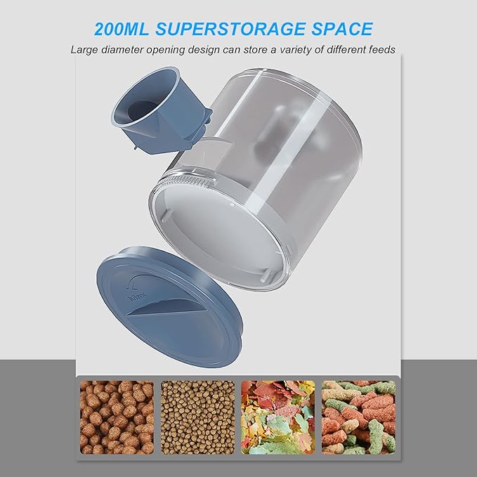 Aquarium Supplies Fish Feeding Gear Timed Feeding 200ml Storage Space Large Diameter Opening Fish Automatic Feeder 2 Installation Modes Silent Effect Aquarium Supplies