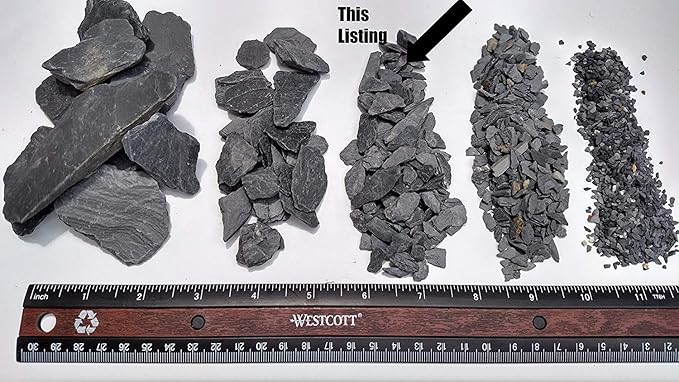 Natural Slate Stone - 1/4 to 1/2 inch Slate Gravel for Aquascaping Aquariums, Miniature or Fairy Garden, Aquarium, Model Railroad & Wargaming (2lb)