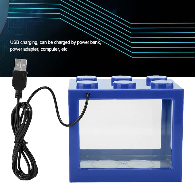 Small Fish, Acrylic Mini Fish Desktop Mini Aquarium Bowl for Goldfish Aquarium Starter Kits with USB LED Light Office Tea Table Decor