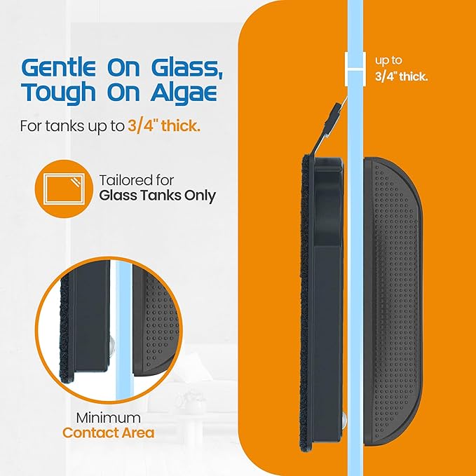 FL!PPER Flipper Cleaner Float - 2-in-1 Floating Magnetic Aquarium Glass Cleaner - Fish Tank Cleaner - Scrubber & Scraper Aquarium Cleaning Tools – Floating Fish Tank Cleaner, Max