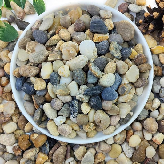 YISZM 20lbs Natural River Rocks for Plants, 3/8" Aquarium Gravel Decorative Polished Mixed Pebbles for Fish Tank, Gardening, Flower Pots, Vase Fillers, Indoor Water Fountains, Landscaping