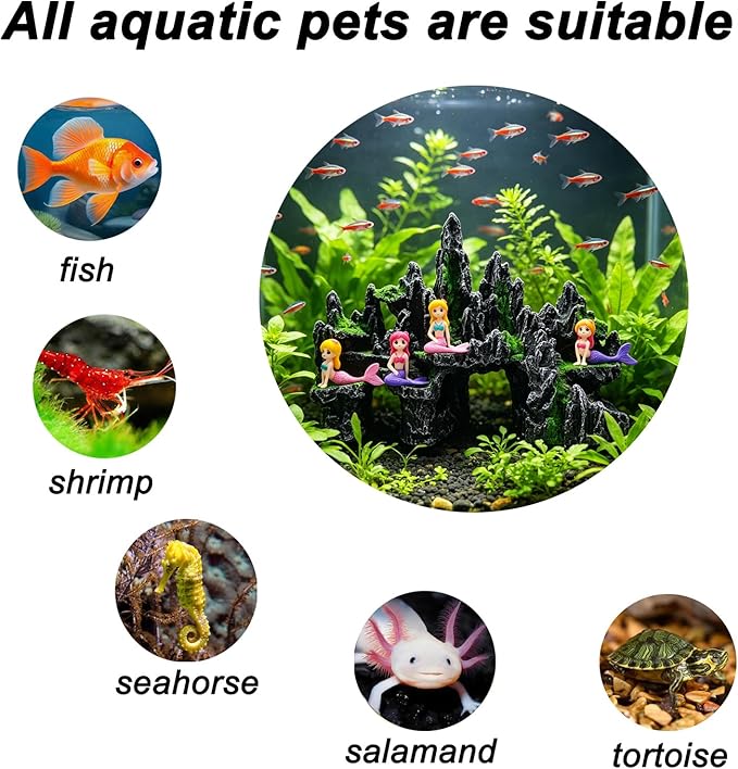 Large Fish Tank Decoration Mountain View Aquarium décor Thematic Ornaments Betta Fish Hiding cave House Mermaid Decorative Accessories