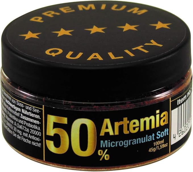 Discusfood Fish Food BRINE Shrimp 50% Artemia/Brine Shrimp Microgranulate 45g for Fish - Sold in U.S.A.