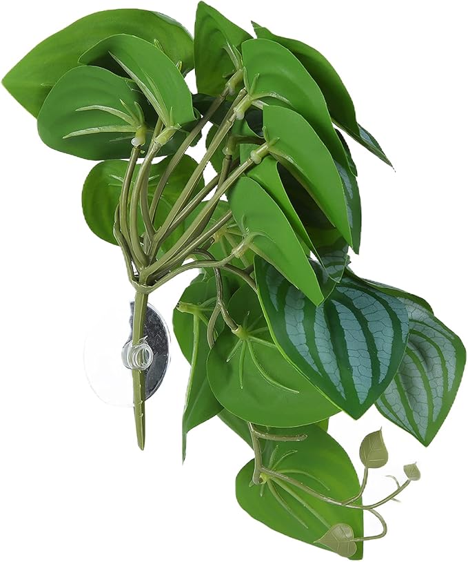 2PCS Artificial Water Plant,Simulation Vine,Lifelike Plastic Leaves Decoration with Suction Cup,Plastic Plant Aquatic Water Grass Decor for Fish Tank (Watermelon Leaves)