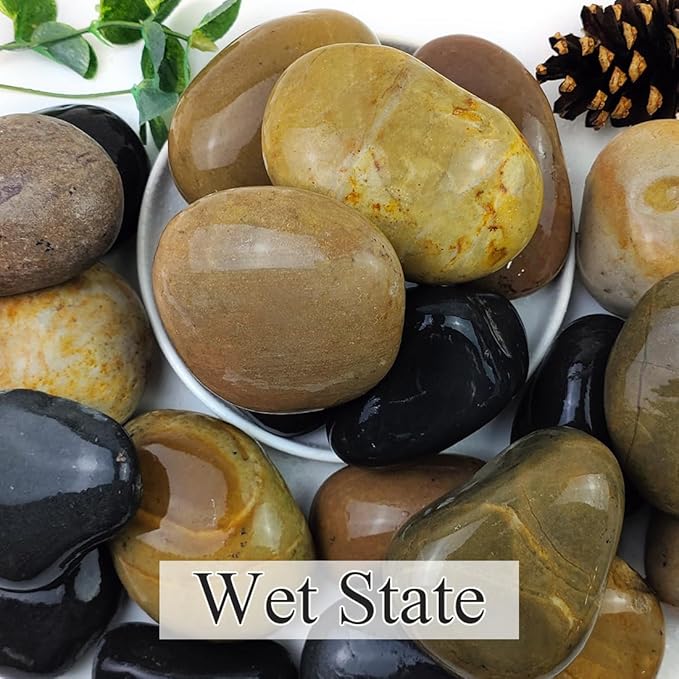 YISZM 40lbs Natural River Rocks, 3"-4" Premium Pebbles for Garden and Landscape Design, Hand-Picked Smooth Stones for Fish Tank, Flower Pots, Indoor Water Fountains, Pathways, Backyard