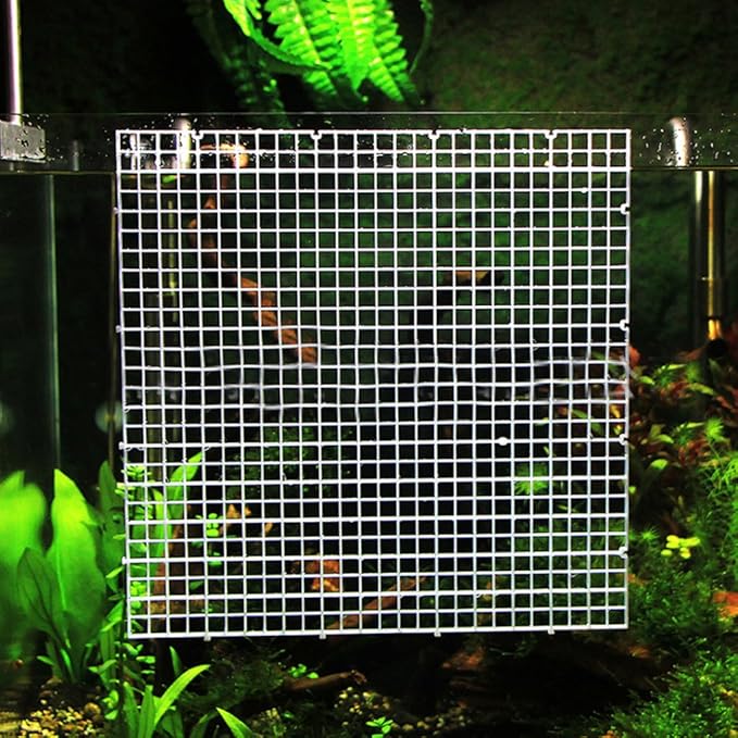 Aquarium Divider Tray Plastic Grid Aquarium Egg Crate Light Diffuser Fish for Tank Bottom Filter Plate 12x12 Inches Aquarium Heater Light Thermometers Gravel Sand Decorations Fish, White