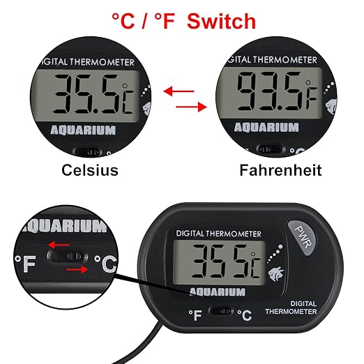 10 Pack Aquarium Thermometer with Large LCD Display - Fish & Reptile Tank Temperature Test