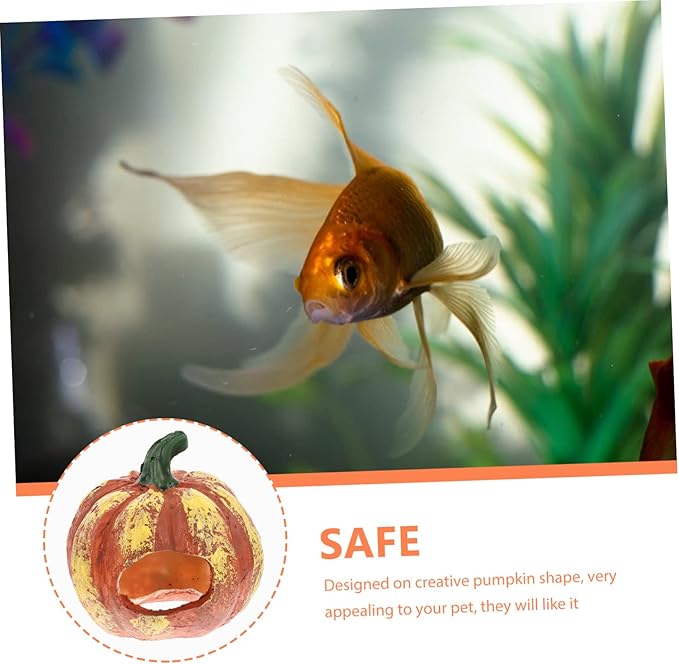 LIOOBO 4pcs Pumpkin Shaped Fish Cave Resin Shrimp Cave Decorative Aquarium Cave for Freshwater Marine Aquarium Accessory