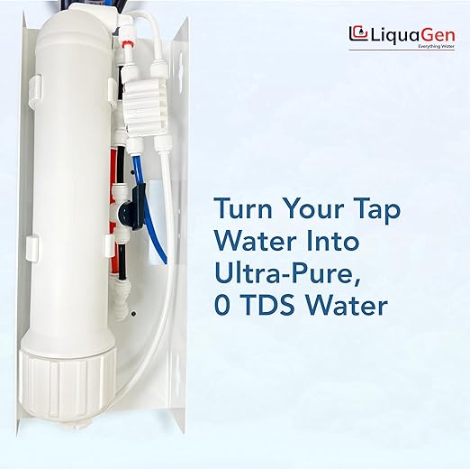 LiquaGen- Super Flow Reverse Osmosis & Deionization (RODI) Water Filtration System- 100 GPD | Ultra Pure Water Softener for 0 TDS/PPM Water | Water Purification System for Aquarium Filter Processes