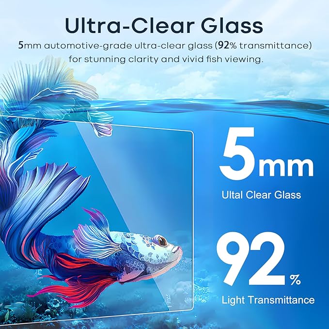6 Gallon Glass Fish Tank 5 Gallon, Small Aquarium Fish Bowl Cube for Betta Goldfish Snails Shrimp Aquatic Planting, Easy to Maintain Ultra Clear Rimless Design Low Iron