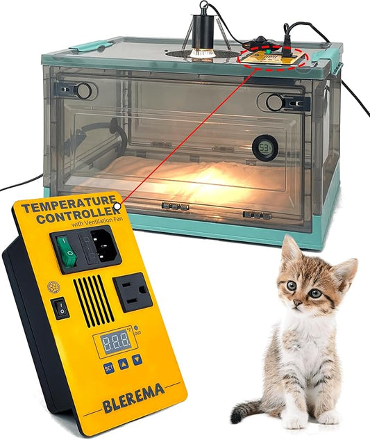 Puppy Incubator with Temperature Control & Ventilation Fan, Dual-Heating Modules (Pad+Lamp) and Oxygen Tube, Incubator for Puppy/Kitten | Brooder for Dogs, Chicks, Birds & Newborn Critters (55L)