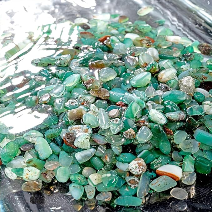 Decorative Polished Rocks, Gravel Rocks Crushed Crystal Mixed Color Stones for Plant Flower Pots Succulents Cactus Plant Vase Filler Aquariums Gravel DIY Craft (2.2 LBS, Green)