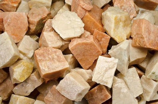 Fantasia Materials: 1 lb Tan/Orange Moonstone Rough Stones from India