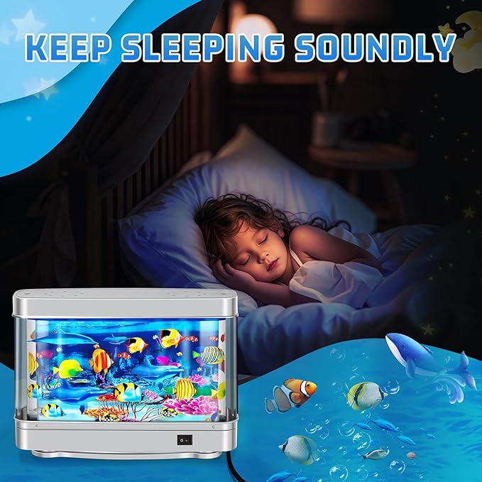Fake Motion Fish Tank Mini Aquarium,Artificial Aquarium Decorations,Artificial Tropical Fish Decorative,Virtual Ocean Moving Fish lamp for Bedroom Office Décor