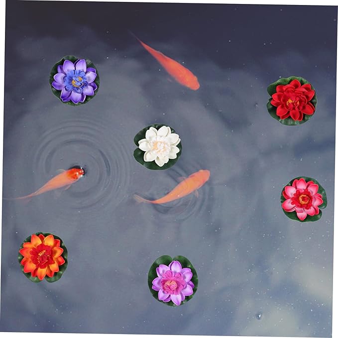 Happyyami 6pcs Artificial Lotus Goblincore Room Decor Indoor House Plants Plastic Aquarium Plants Bridal Lotus Leaves Decor Artificial Lily Pads Vivid Lotus Ornament Fish Tank Lotus Moss
