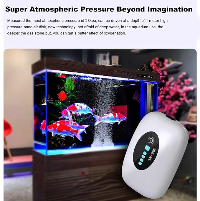 Yosoo Aquarium Air Pump USB Rechargeable Oxygen Pump Fish Bubbler High Capacity 4800mAh Lithium Battery Quiet Operation Durable Portable Automatic Start up Ideal for Indoor (4800mAh)