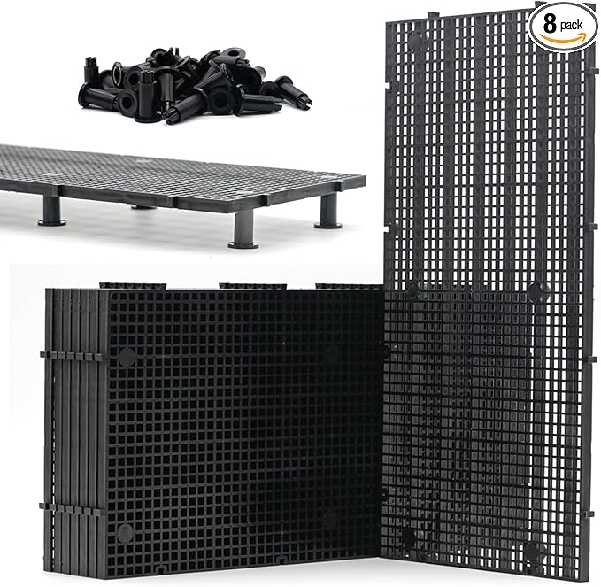 LINLAN 8 Pieces High-Density Aquarium Grid Plastic with 48 Brackets, Fish Tank Divider, Egg Crate for DIY Filtration and Bottom Protection in Aquascaping