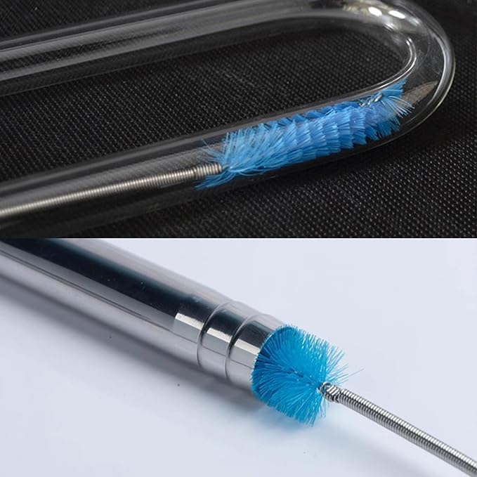 Aquarium Filter Brush Long Pipe Cleaner Elastic Stainless Steel 61 inches Length Double Ended Bristles Tube Brushes for Fish Tank Filter Hose Accessories