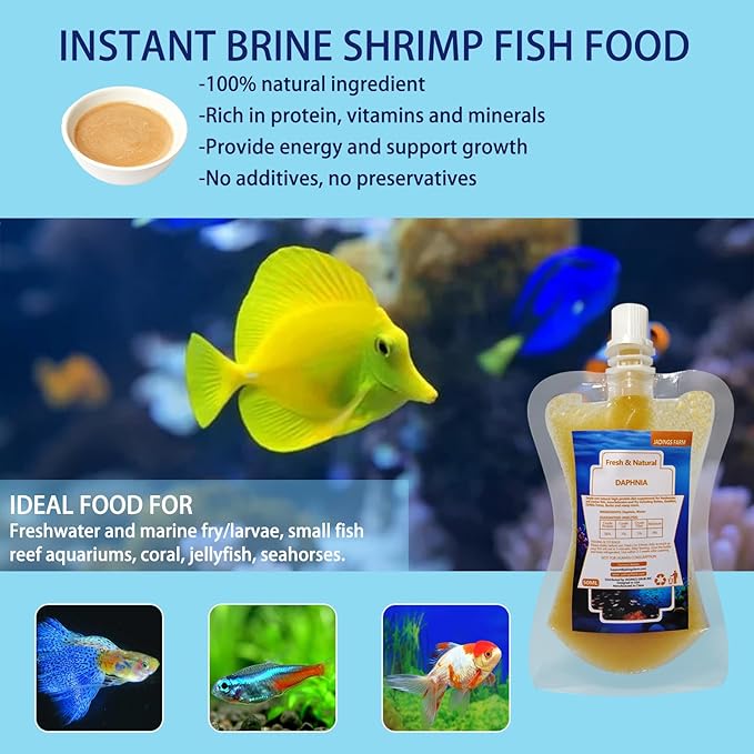 Daphnia, Instand Fish Food, 50ml Ready to Use Aquarium Fish Food, Non-Living, Food for Betta Saltwater Marine Freshwater Fish (Daphnia)