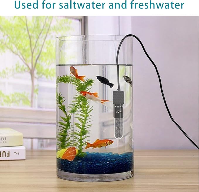 Small Submersible Aquarium Heater,Adjustable Mini Fish Tank Heater 25/50/100/150/200/300 Watts with External Temperature Controller, LED Display, Smart Memory, Used for 1-60 Gallons (25W)