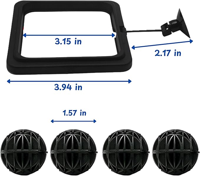 Turtle Feeding Ring for Fish Tank and 4pcs Nitrifying Balls Set, Float Fish Food Holder and Aquatic Toys for Turtles Tortoise Goldfish Guppy Koi Puffer, Aquatic Turtle Tank Accessories (Black Square)