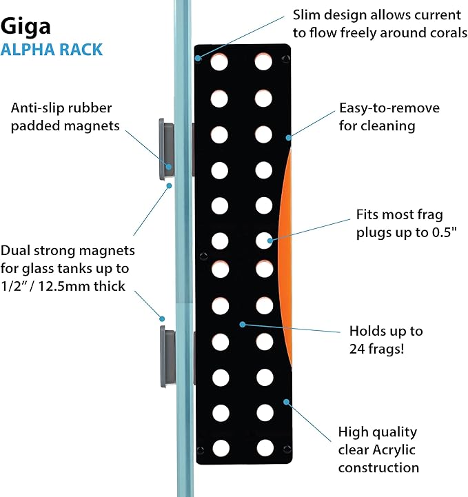 ESHOPPS Alpha Rack Giga Magnetic Coral Frag Rack with Strong Anti-Slip Rubber Padded Magnet for Nano Reef Tanks