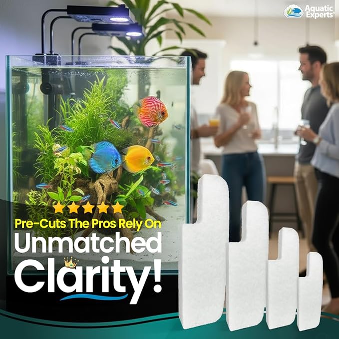 Aquatic Experts Aquarium Filter Floss for Fish Tank Filters - FilterFirst Aquarium Filter Pad - Media for Crystal Clear Water, (6 Pack, Tidal 75 Compatible)