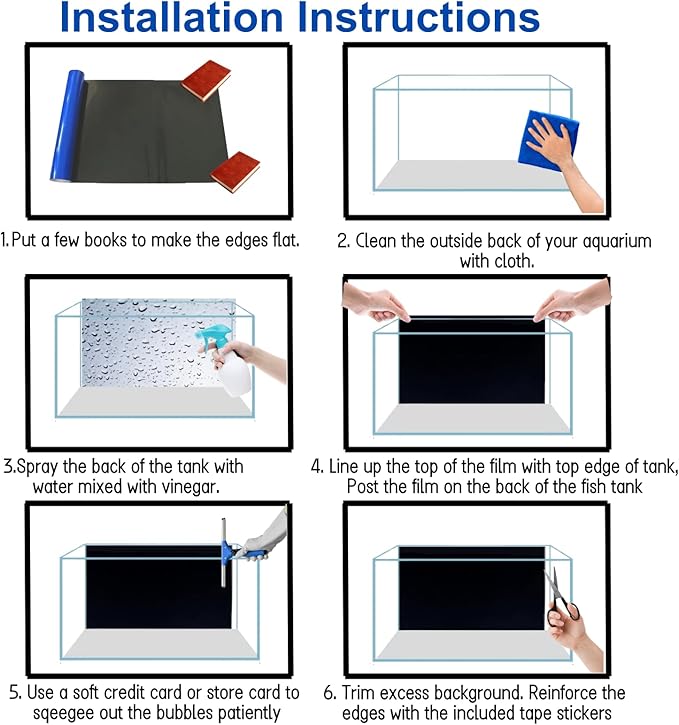 ELEBOX Aquarium Background Blue Black Fish Tank Background Wallpaper Double-Sided Aquarium Backing Paper, Aquarium Decorations for 10 Gallon 20 Gallon Aquarium 15.7" x 32.3"