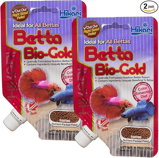 Hikari Betta Bio-Gold Baby Floating Fish Food Pellets | Color Enhancing Diet, 0.7oz [2-Pack]