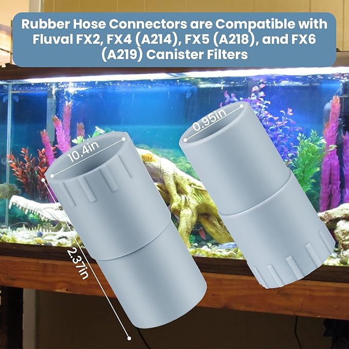 2 Pack Heavy-Duty Aquarium Rubber Connectors Compatible with Fluval FX4 FX5 FX6 High-Performance Canister Filter Food-Grade Rubber Hose Connector Replacement A214 A218 A219 Aquarium Filtration Systems